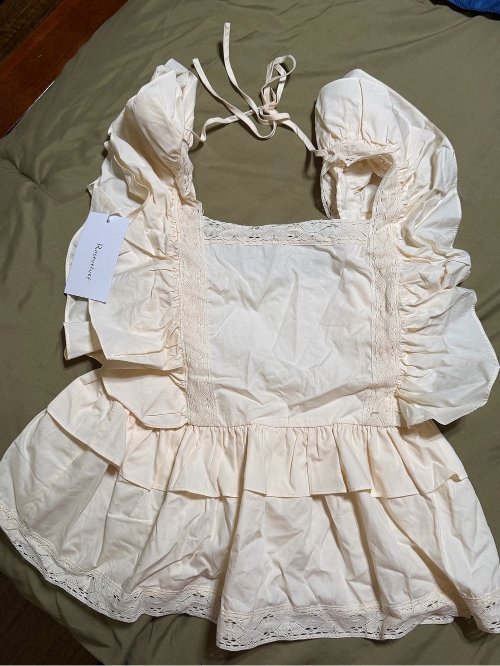 Romantic Ruffle Ivory Cotton Chemise by Reformation
